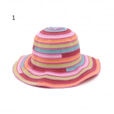 Fashion Sweet Mujer Stripped Outdoor SunProof  Beach Wide Brim Sun Bucket Hat  eb-12539756